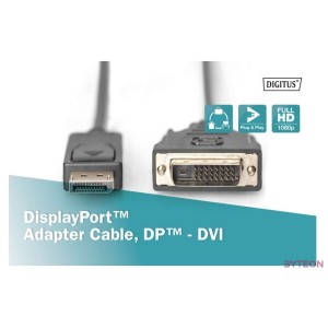 Digitus AK-340306-020-S video átalakító kábel 2 M DisplayPort DVI-D Fekete