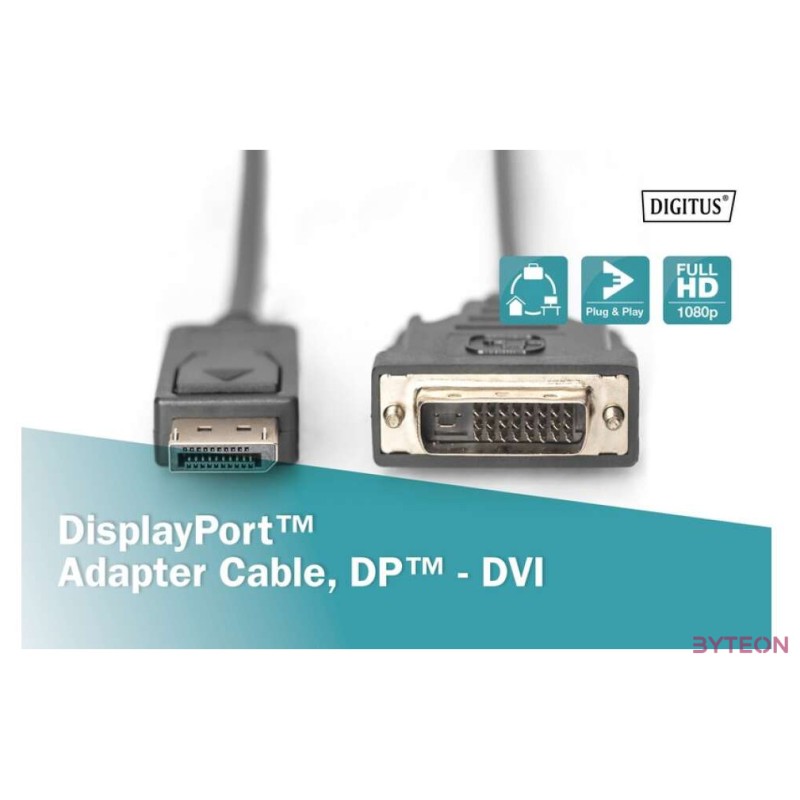 Digitus AK-340306-020-S video átalakító kábel 2 M DisplayPort DVI-D Fekete