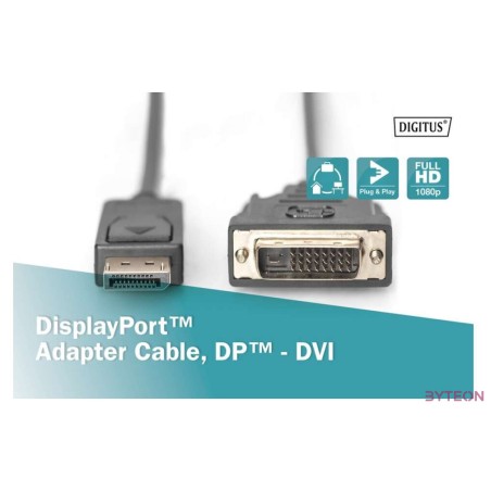 Digitus AK-340306-020-S video átalakító kábel 2 M DisplayPort DVI-D Fekete