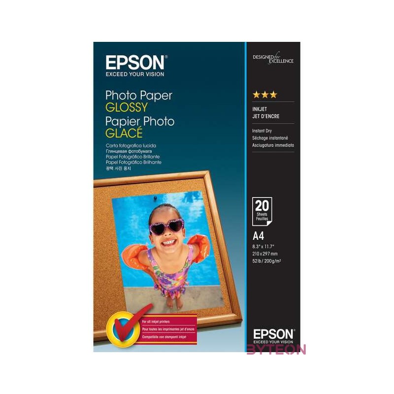 Epson Photo Paper Glossy fotópapír A4 Fehér Fényes