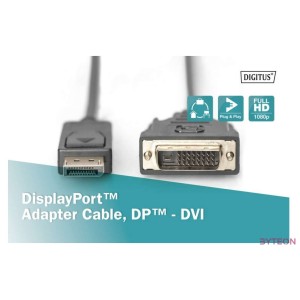 Digitus AK-340306-020-S video átalakító kábel 2 M DisplayPort DVI-D Fekete