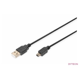 Digitus AK-300130-018-S USB kábel 1,8 M USB 2.0 USB A Mini-USB B Fekete