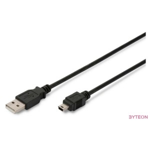 Digitus 1m USB 2.0 USB kábel USB A Mini-USB B Fekete