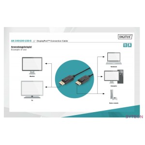 Digitus AK-340100-150-S DisplayPort kábel 15 M Fekete