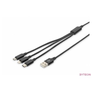 ASSMANN Electronic AK-300160-010-S USB kábel 1 M USB A USB C,Micro-USB B,Lightning Fekete