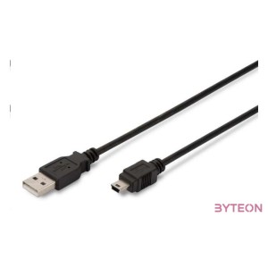 Digitus 1m USB 2.0 USB kábel USB A Mini-USB B Fekete