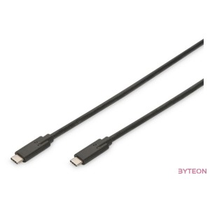 Digitus 1m, 2xUSB-C USB kábel USB 3.2 Gen 2 (3.1 Gen 2) USB C Fekete