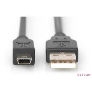 Digitus 1m USB 2.0 USB kábel USB A Mini-USB B Fekete