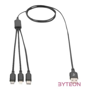 ASSMANN Electronic AK-300160-010-S USB kábel 1 M USB A USB C,Micro-USB B,Lightning Fekete