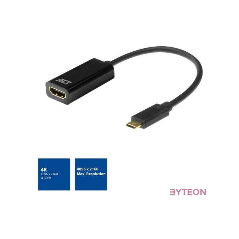 ACT AC7305 video átalakító kábel 0,15 M USB C-típus HDMI A-típus (Standard) Fekete