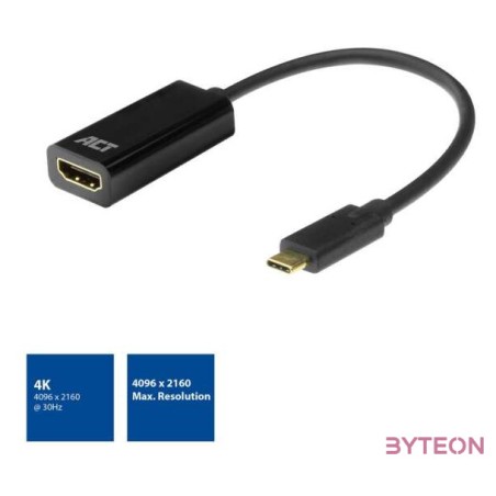 ACT AC7305 video átalakító kábel 0,15 M USB C-típus HDMI A-típus (Standard) Fekete