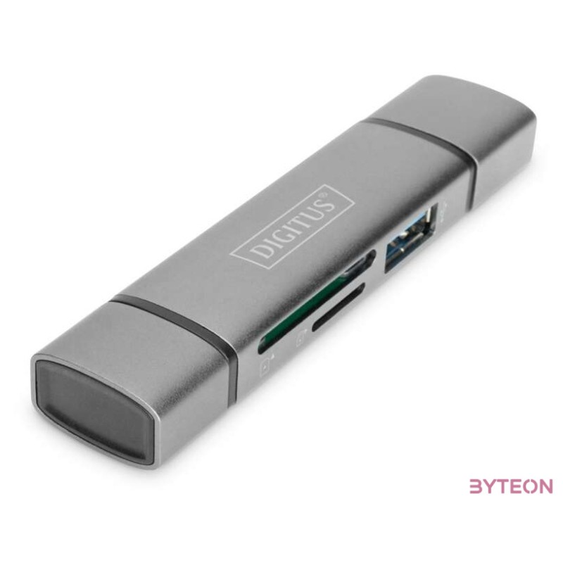 Digitus DA-70886 kártyaolvasó USB 3.2 Gen 1 (3.1 Gen 1) Type-A,Type-C Alumínium