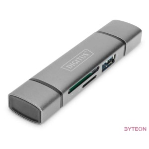 Digitus DA-70886 kártyaolvasó USB 3.2 Gen 1 (3.1 Gen 1) Type-A,Type-C Alumínium
