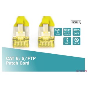 Digitus DK-1644-A-0025,Y hálózati kábel Sárga 0,25 M Cat6a S,FTP (S-STP)