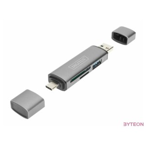 Digitus DA-70886 kártyaolvasó USB 3.2 Gen 1 (3.1 Gen 1) Type-A,Type-C Alumínium