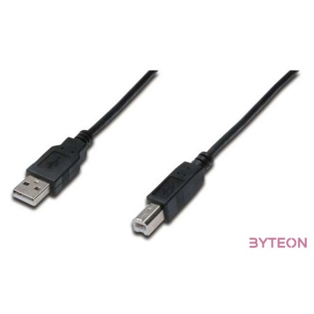 Digitus A,B, 1m USB kábel USB 2.0 USB A USB B Fekete