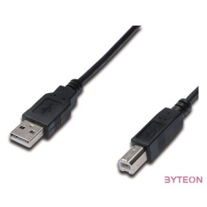 Digitus A,B, 1m USB kábel USB 2.0 USB A USB B Fekete