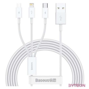 Baseus Superior USB kábel 1,5 M USB 2.0 USB A USB C.Micro USB A,Lightning Fehér
