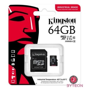 Kingston Technology Industrial memóriakártya 64 GB MicroSDXC UHS-I Class 10