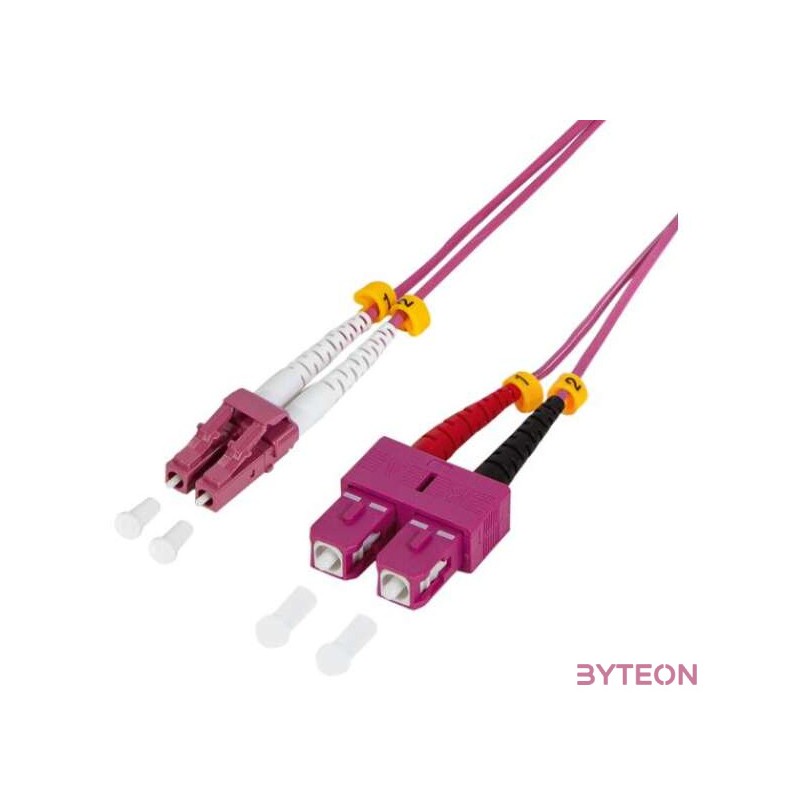 LogiLink 5m LC-SC száloptikás kábel OM4 Rózsaszín