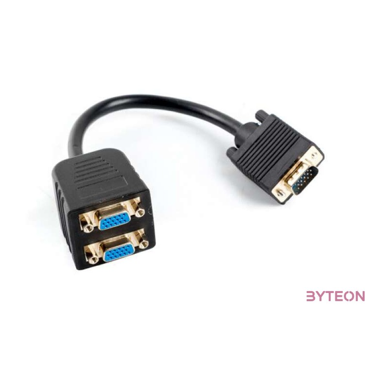 Lanberg AD-0020-BK VGA kábel 0,2 M VGA (D-Sub) 2 x VGA (D-Sub) Fekete