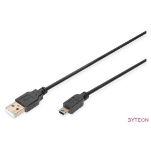 Digitus AK-300130-030-S USB kábel 3 M USB 2.0 USB A Mini-USB B Fekete