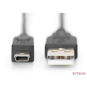 Digitus AK-300130-010-S USB kábel 1 M USB 2.0 USB A Mini-USB B Fekete