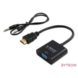 Savio CL-23,B video átalakító kábel 0,5 M VGA (D-Sub) HDMI A-típus (Standard) Fekete