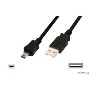 Digitus AK-300130-030-S USB kábel 3 M USB 2.0 USB A Mini-USB B Fekete