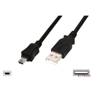 Digitus AK-300130-010-S USB kábel 1 M USB 2.0 USB A Mini-USB B Fekete