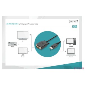 Digitus AK-340301-050-S video átalakító kábel 5 M DisplayPort DVI-D Fekete