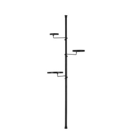 Teleszkópos virágtartó állvány 3 tálcával, fekete, 180 cm