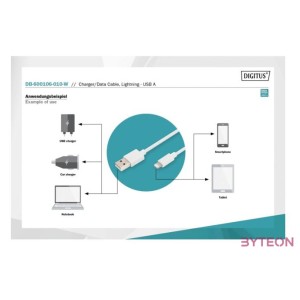 Digitus 1m, Lightning,USB-A Fehér