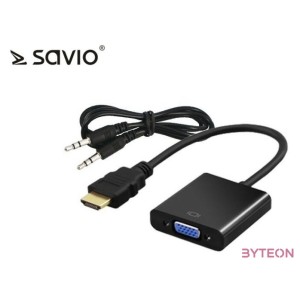 Savio CL-23,B video átalakító kábel 0,5 M VGA (D-Sub) HDMI A-típus (Standard) Fekete