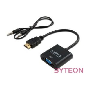 Savio CL-23,B video átalakító kábel 0,5 M VGA (D-Sub) HDMI A-típus (Standard) Fekete