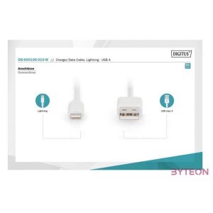 Digitus 1m, Lightning,USB-A Fehér