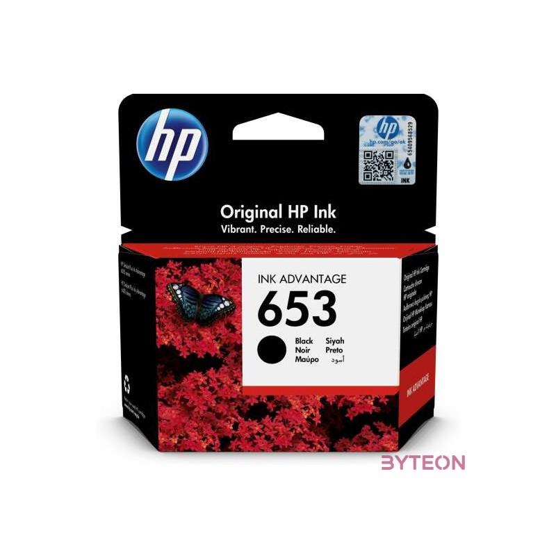 HP 653 eredeti fekete tintapatron
