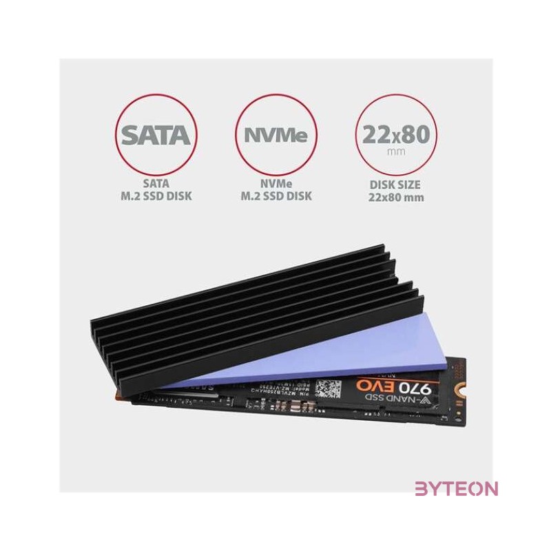 Axagon M2L6 M.2 hűtő (Passzív) - Fekete