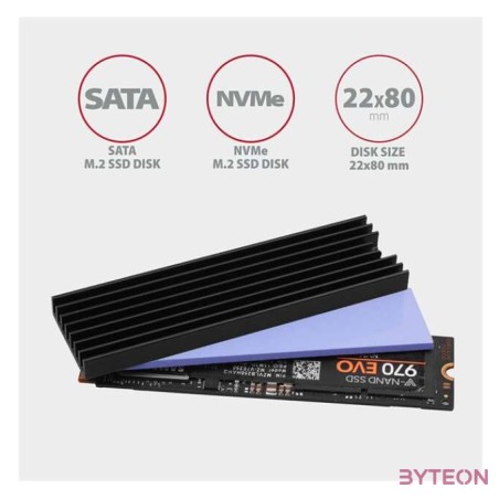 Axagon M2L6 M.2 hűtő (Passzív) - Fekete