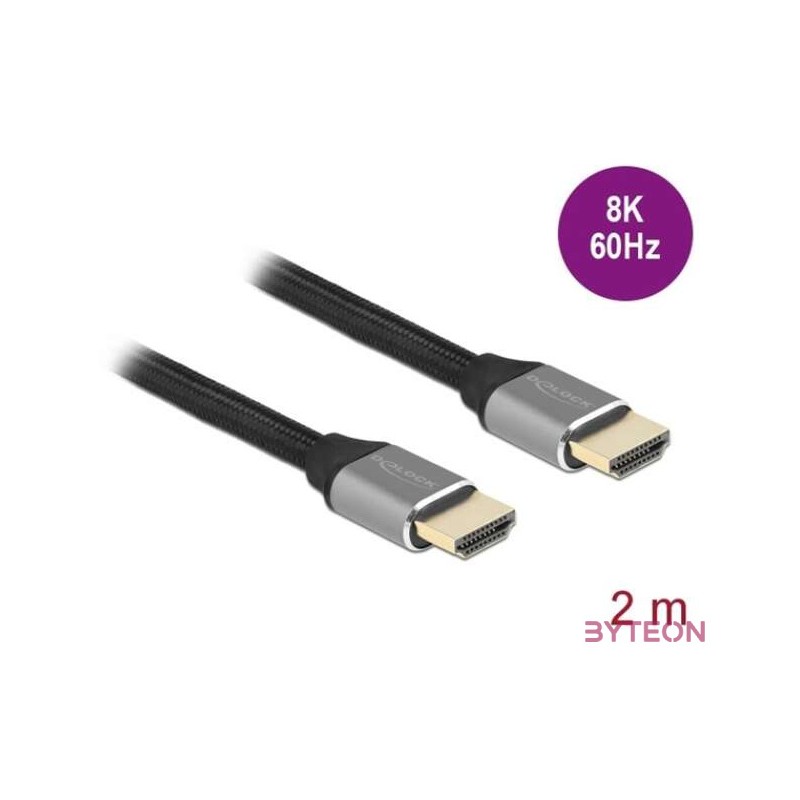 DeLOCK 83996 HDMI kábel 2 M HDMI A-típus (Standard) Fekete, Szürke