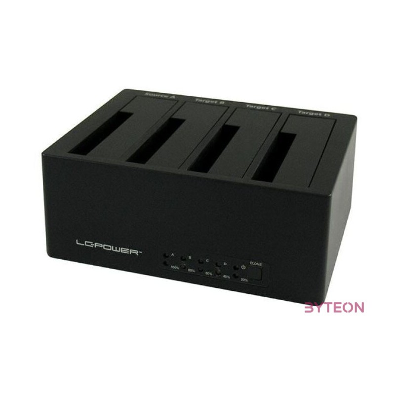 LC-Power LC-DOCK-U3-4B dokkoló állomás tárolóegységhez USB 3.2 Gen 1 (3.1 Gen 1) Type-A Fekete