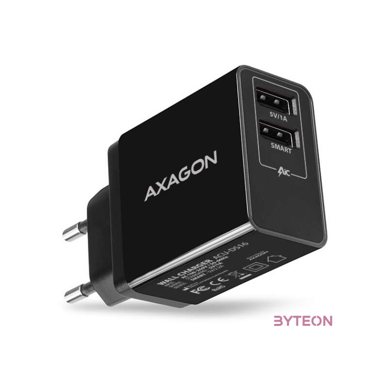 Axagon ACU-DS16 mobiltelefon töltő Fekete Beltéri