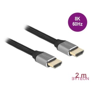 DeLOCK 83996 HDMI kábel 2 M HDMI A-típus (Standard) Fekete, Szürke