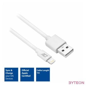 ACT AC3011 Lightning kábel 1 M Fehér