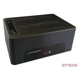 LC-Power LC-DOCK-U3-V dokkoló állomás tárolóegységhez USB 3.2 Gen 1 (3.1 Gen 1) Type-B Fekete