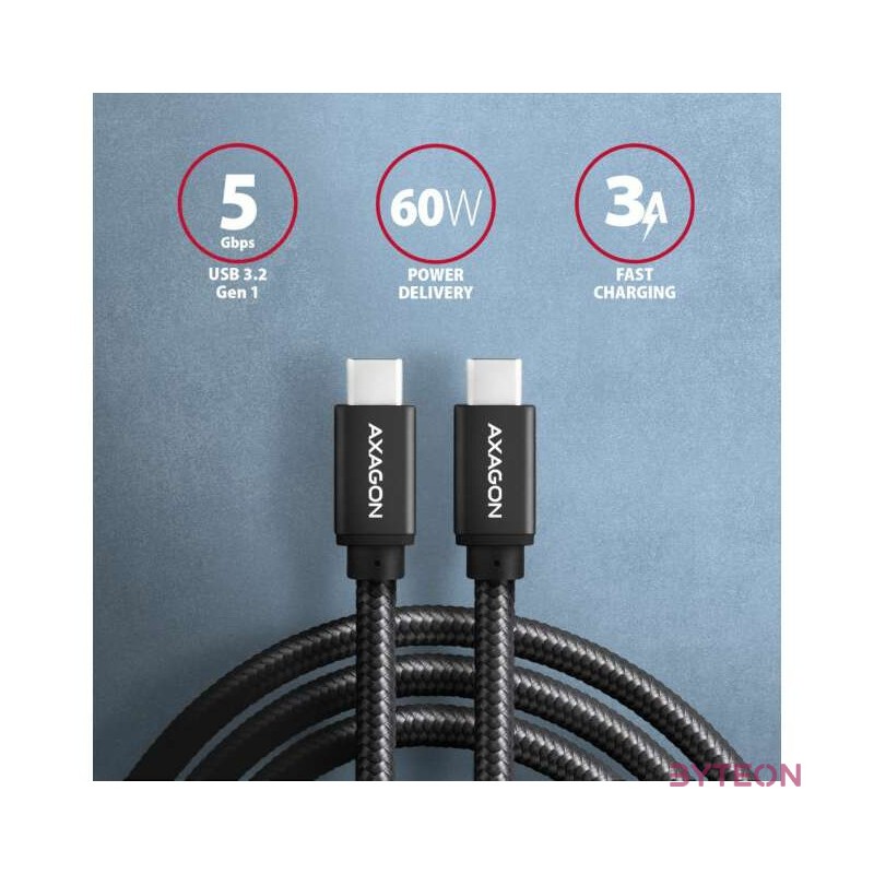 Axagon BUCM3-CM15AB USB kábel 1,5 M USB 3.2 Gen 1 (3.1 Gen 1) USB C Fekete