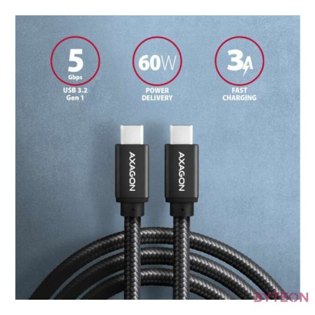 Axagon BUCM3-CM15AB USB kábel 1,5 M USB 3.2 Gen 1 (3.1 Gen 1) USB C Fekete