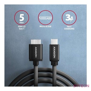 Axagon BUMM3-CM10AB USB kábel 1 M USB 3.2 Gen 1 (3.1 Gen 1) Micro-USB B USB C Fekete