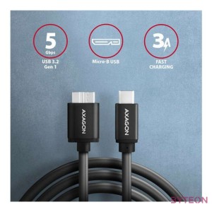 Axagon BUMM3-CM10AB USB kábel 1 M USB 3.2 Gen 1 (3.1 Gen 1) Micro-USB B USB C Fekete