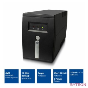 ACT AC2305 szünetmentes tápegység (UPS) Vonal interaktív 0,6 kVA 360 W 2 AC kimenet(ek)